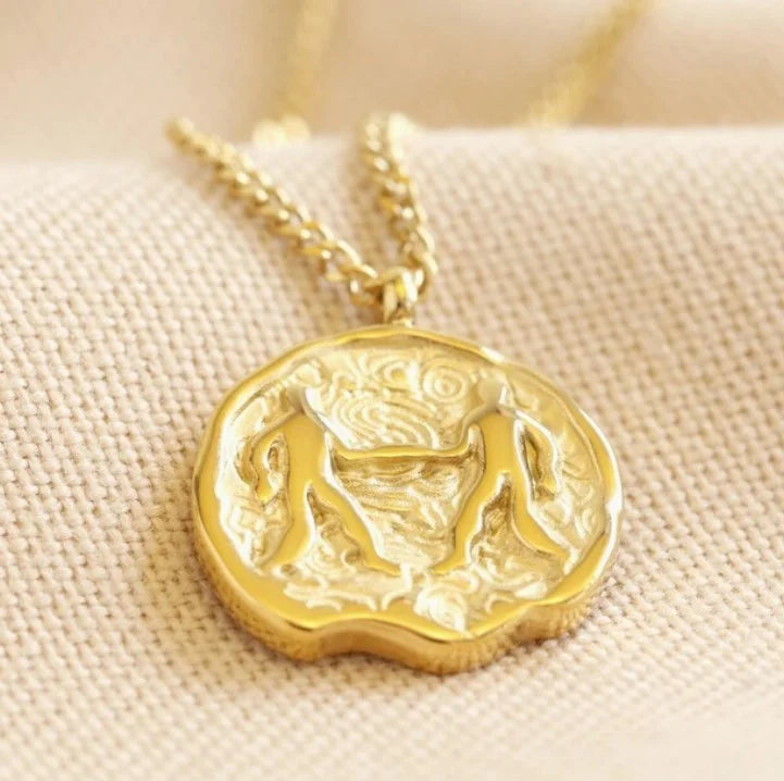 Blue Box Boutique Inc Gold Sizetainless Sizeteel Gemini Zodiac Pendant Necklace for Women, Teens | Horoscope, Birthday Gift