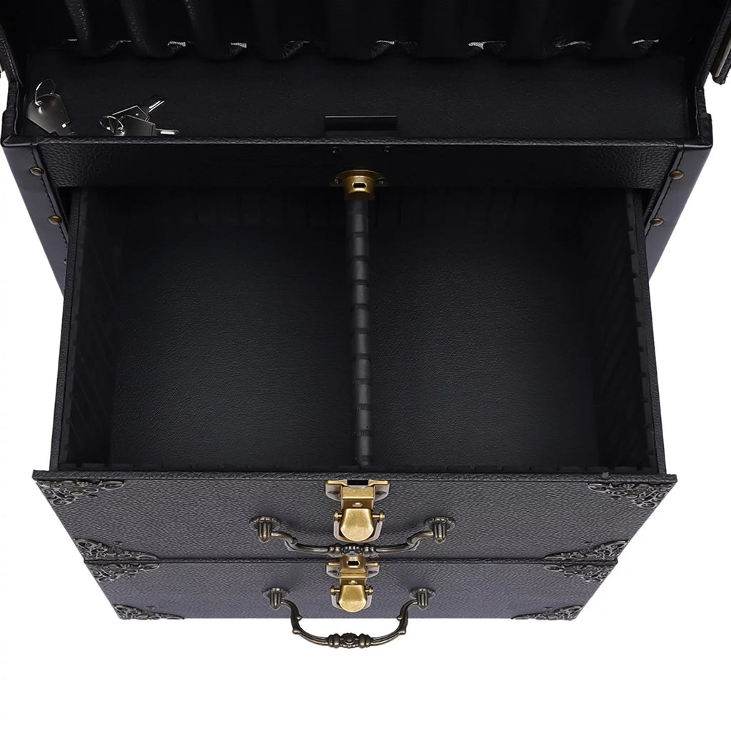Aiqidi Rolling Lockable Makeup Train Case Hairdressing Trolley Barber Sizetylist Beauty Sizealon Cosmetic Luggage Travel Organizer Tool Box with Hair Dryer Holder