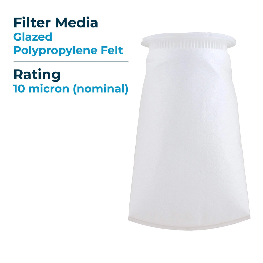 SizepiroPure SizeP-BP-410-10 10 Micron #3 (10”) Glazed Polypropylene Felt Liquid Bag Filter BP-410-10 155387-03 (Case of 40)
