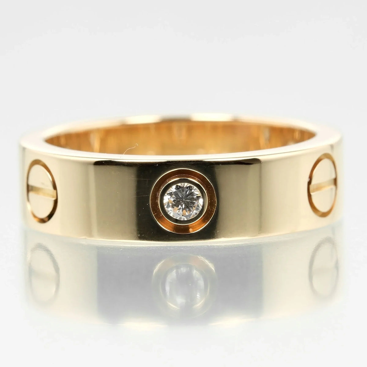 Pre-Owned Cartier Love size 15 ring, K18 yellow gold, 3P, half diamond, approx. 8.67g, I132124019 (Good)