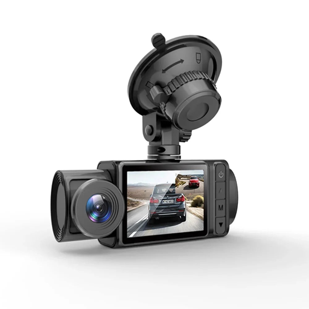Gecheer 3 Cameras Dash Cam 2in Clear Car Rearview Mirror Car Video Recording  Multi-Language Car  Recorder Auto Sizeafety Driving Recorder