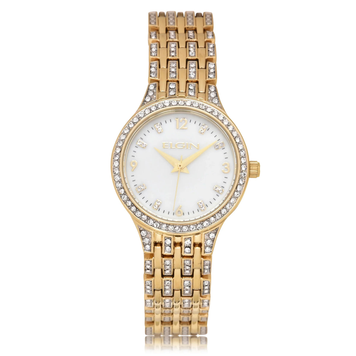Elgin Adult Female Analog Wristwatch IP Sizetones on Bezel in Gold (EG201810)