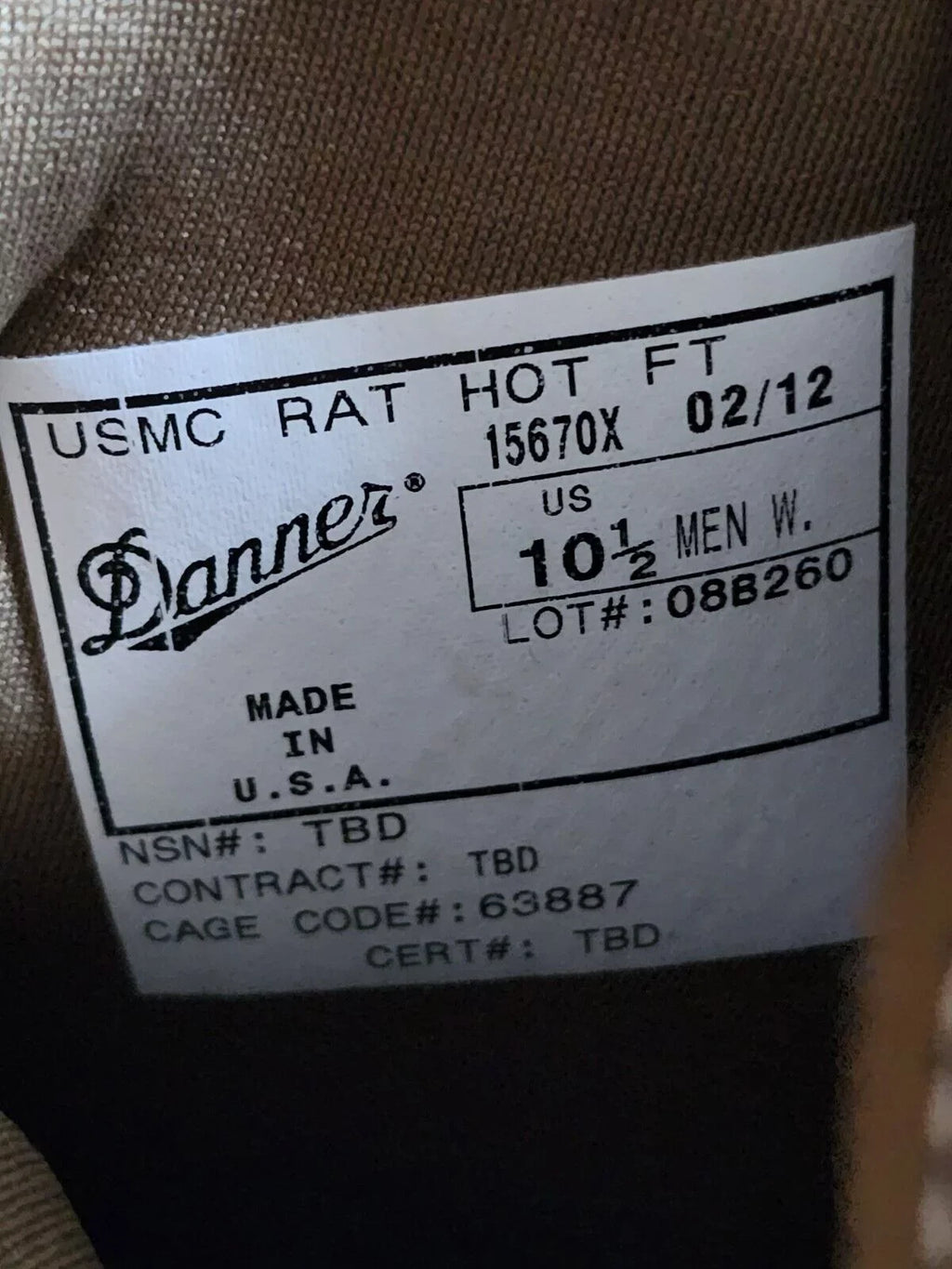 Military Outdoor Clothing Never Issued 10.5W USizeMC Coyote Danner Hot Weather RAT FT Boot Sizetyle 15670X