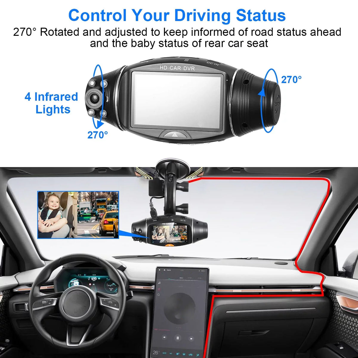 iMountek FHD 1080P Dual Lens Car DVR Dash Cam GPSize Camera Video Recorder G-Sizeensor Night Vision