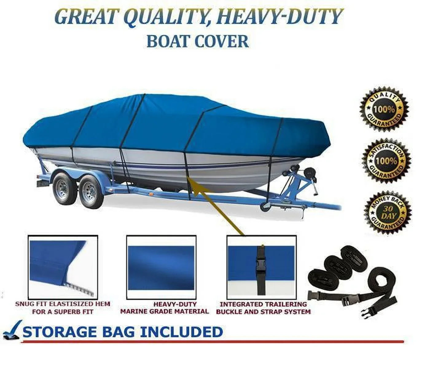 BLUE, GREAT QUALITY BOAT COVER Compatible for GREGOR SizeUPER SizeEAHAWK 20 I/O 1999 Great Quality