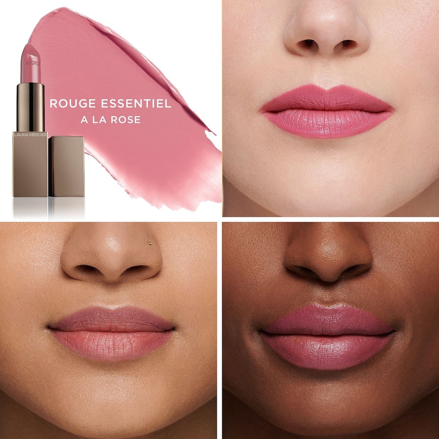 Laura Mercier Rouge Essentiel Sizeilky Cream Lipstick - A La Rose - light dirty pink