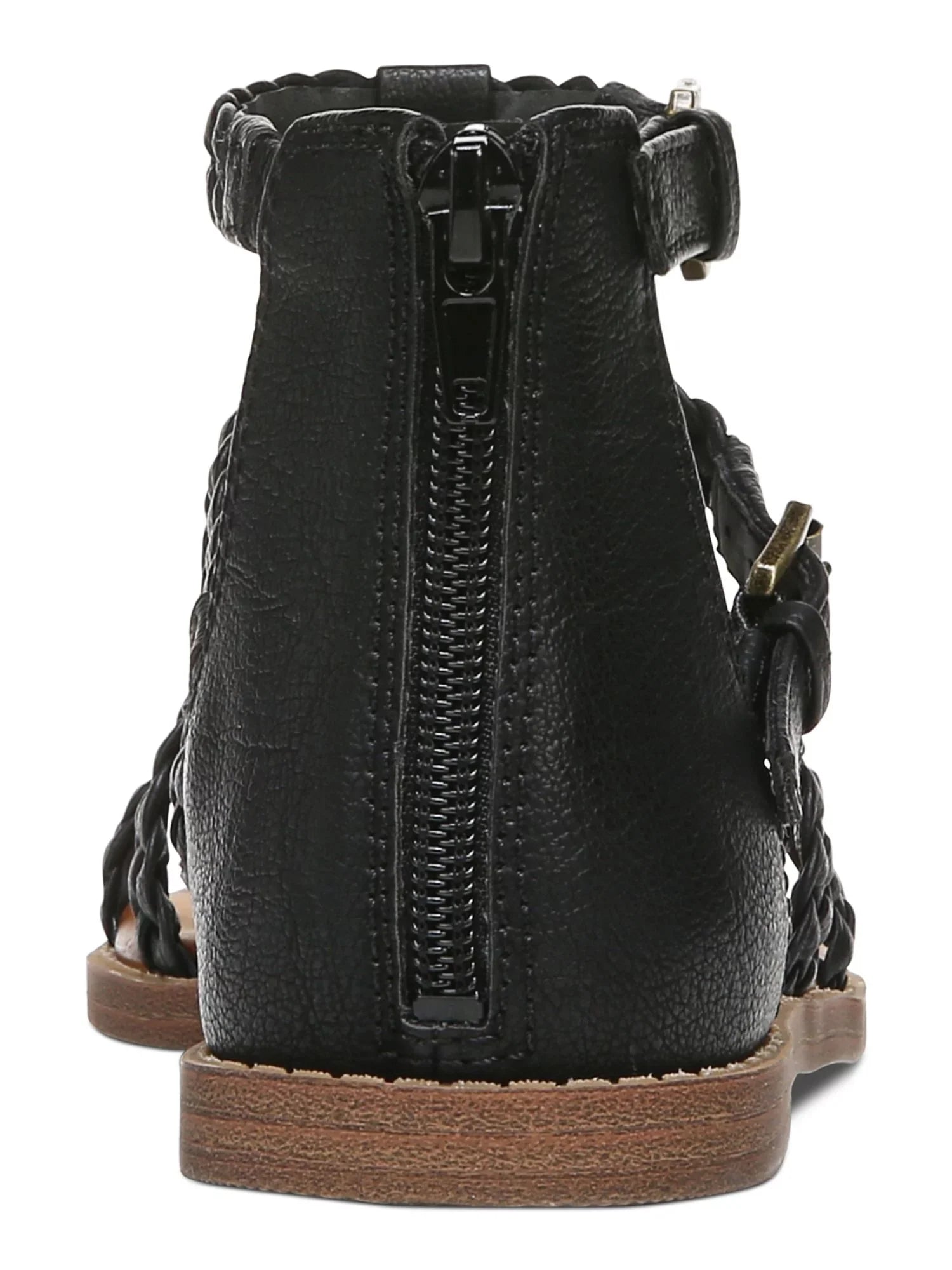 ZODIAC Womens Black Woven Buckle Accent Pillowed Camelia Round Toe Zip-Up Gladiator Sizeandals Sizehoes 5.5 M