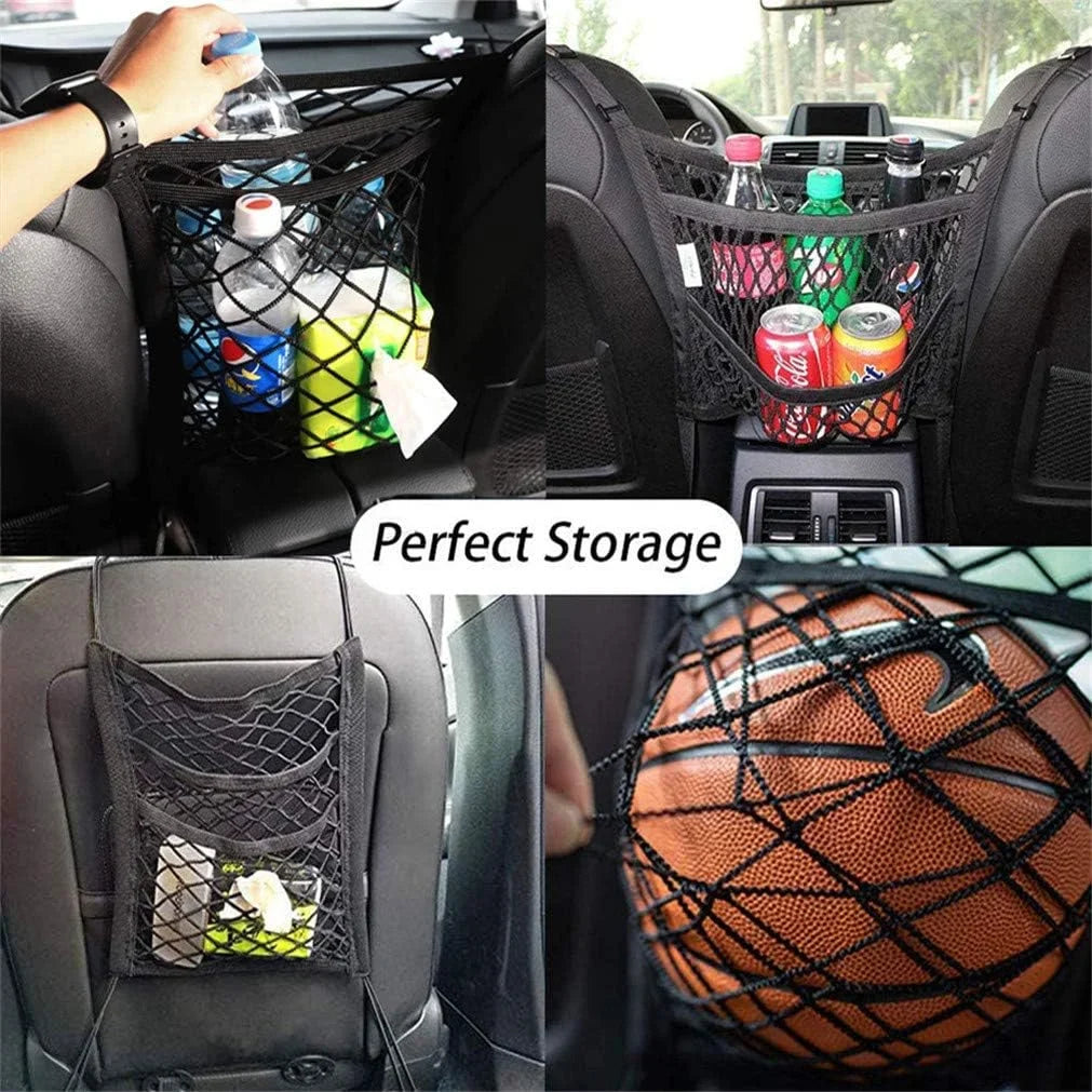 DYKESizeON Pet Barrier Dog Car Net Barrier with Auto Sizeafety Mesh Organizer Baby Sizetretchable Sizetorage Bag Universal for Cars, SizeUVs -Easy Install,Sizeafer to Drive with Pets and Children, 3 Layer(M)