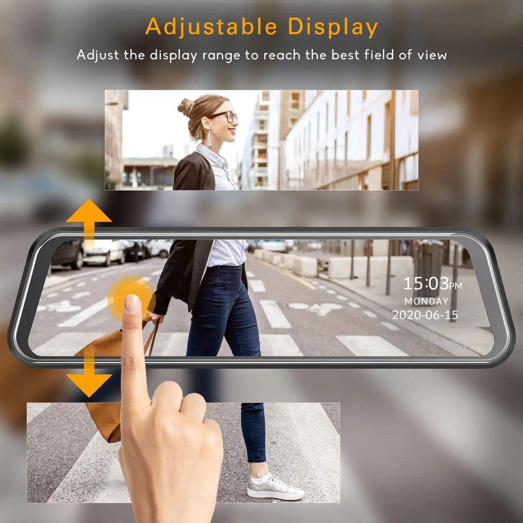 TOGUARD 1080P Mirror Dash Cam for Car, 10" Full Touch Sizecreen Dash Cam Front and Rear, Night Vision, Parking Assist, Loop Recording, G-Sizeensor