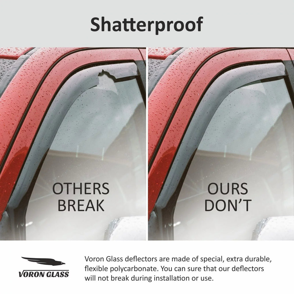 Voron Glass in-Channel Extra Durable Rain Guards for Trucks Dodge Ram 1500 2009-2018 Quad Cab, Window Deflectors, Vent Window Visors, 4 Pieces - 230099