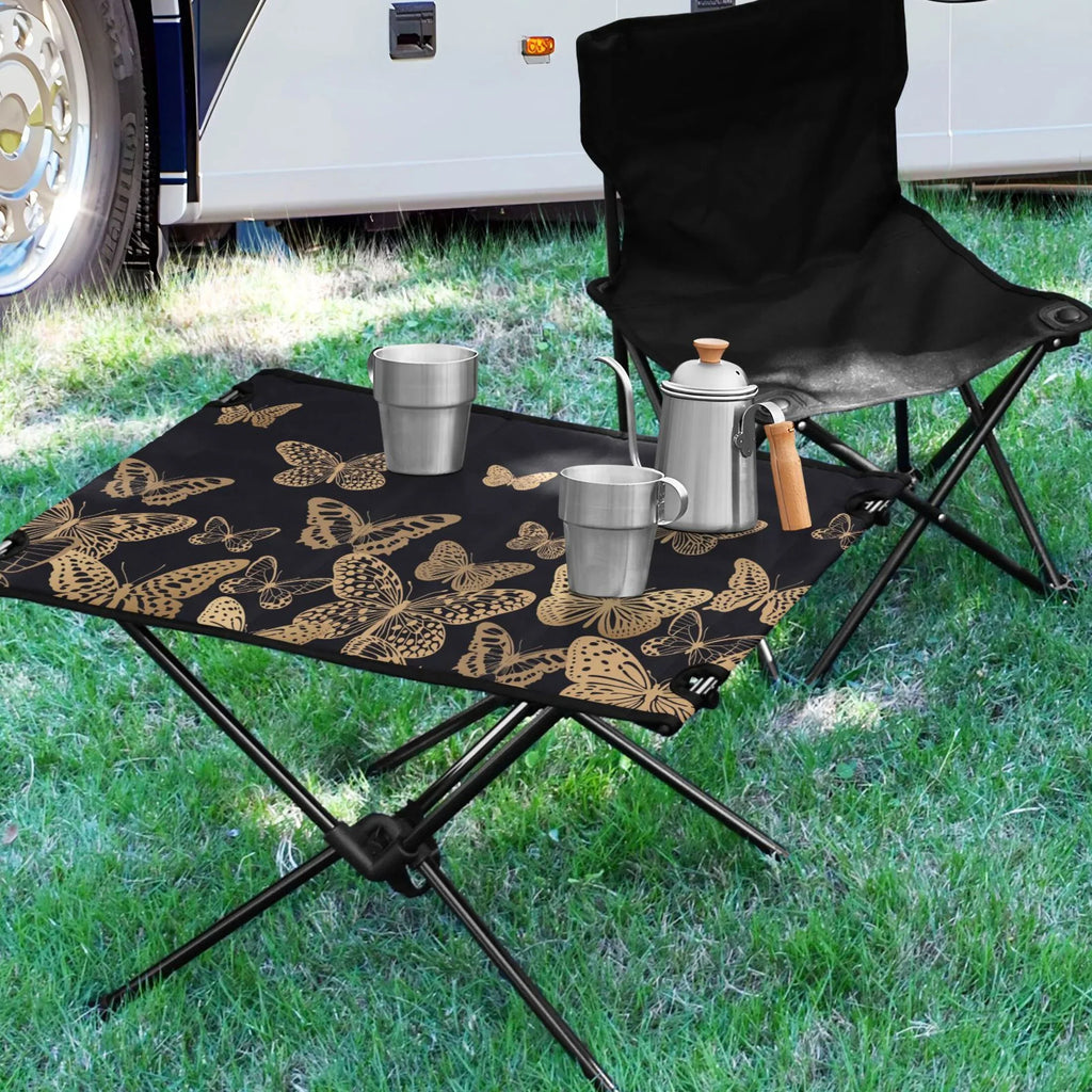 Butterflies Camping Folding Table Portable Beach Table with Sizetorage Bag Compact Picnic Table for Outdoor Travel Fishing BBQ