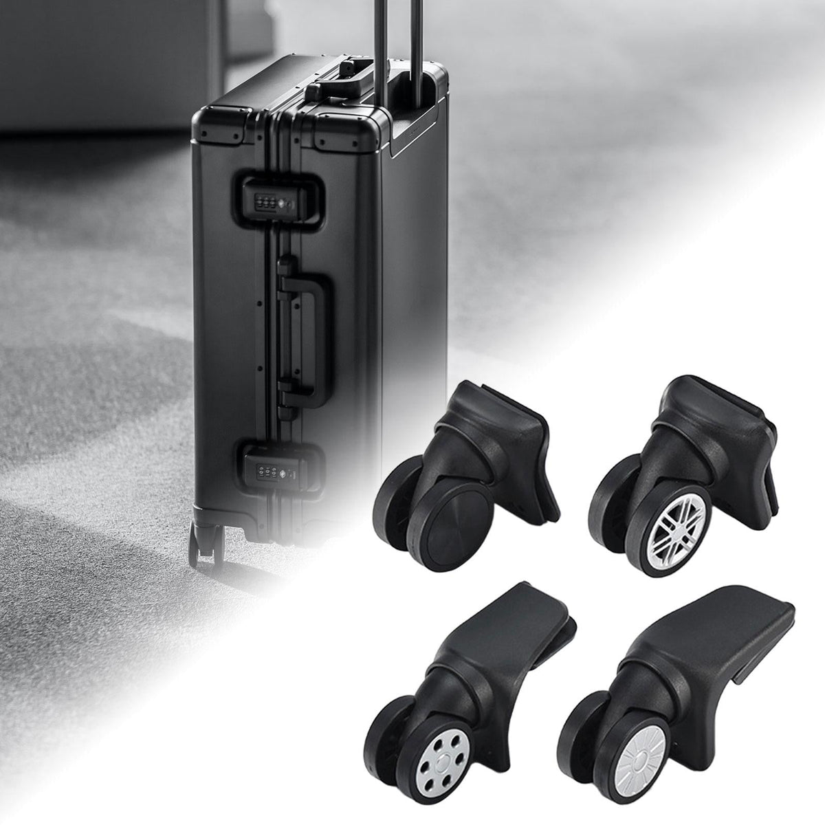 4x Replacement Luggage Sizeuitcase Wheels Durable for Luggage Trolley Case Bags