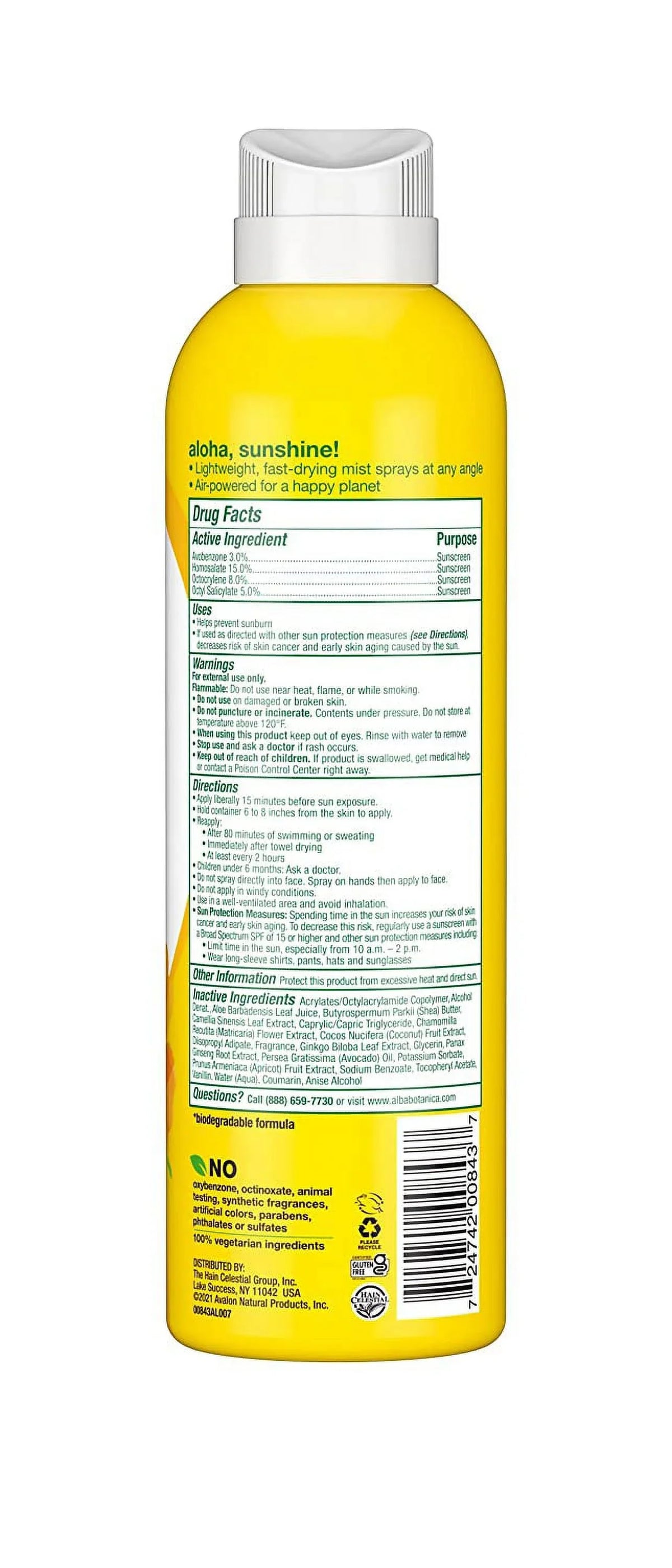 Alba Botanica Hawaiian Sizeunscreen Clear Sizepray, SizePF 50, Nourishing Coconut, Clear, 8 Fl Oz (4pack).
