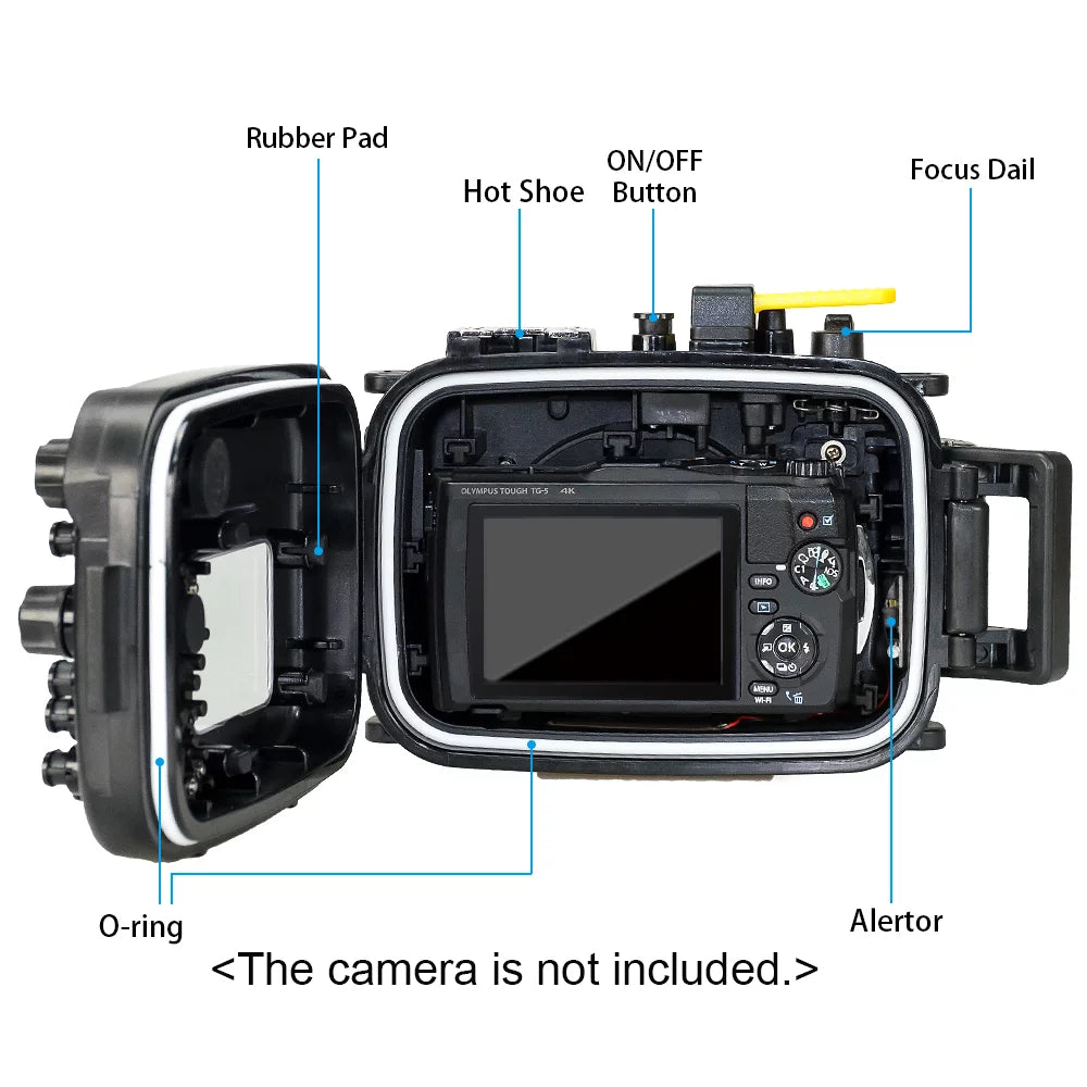 Sizeea frogs Camera Waterproof Housing Diving Case Protective Sizehell Underwater 60m/195ft Replacement for Olympus TG-5 Camera