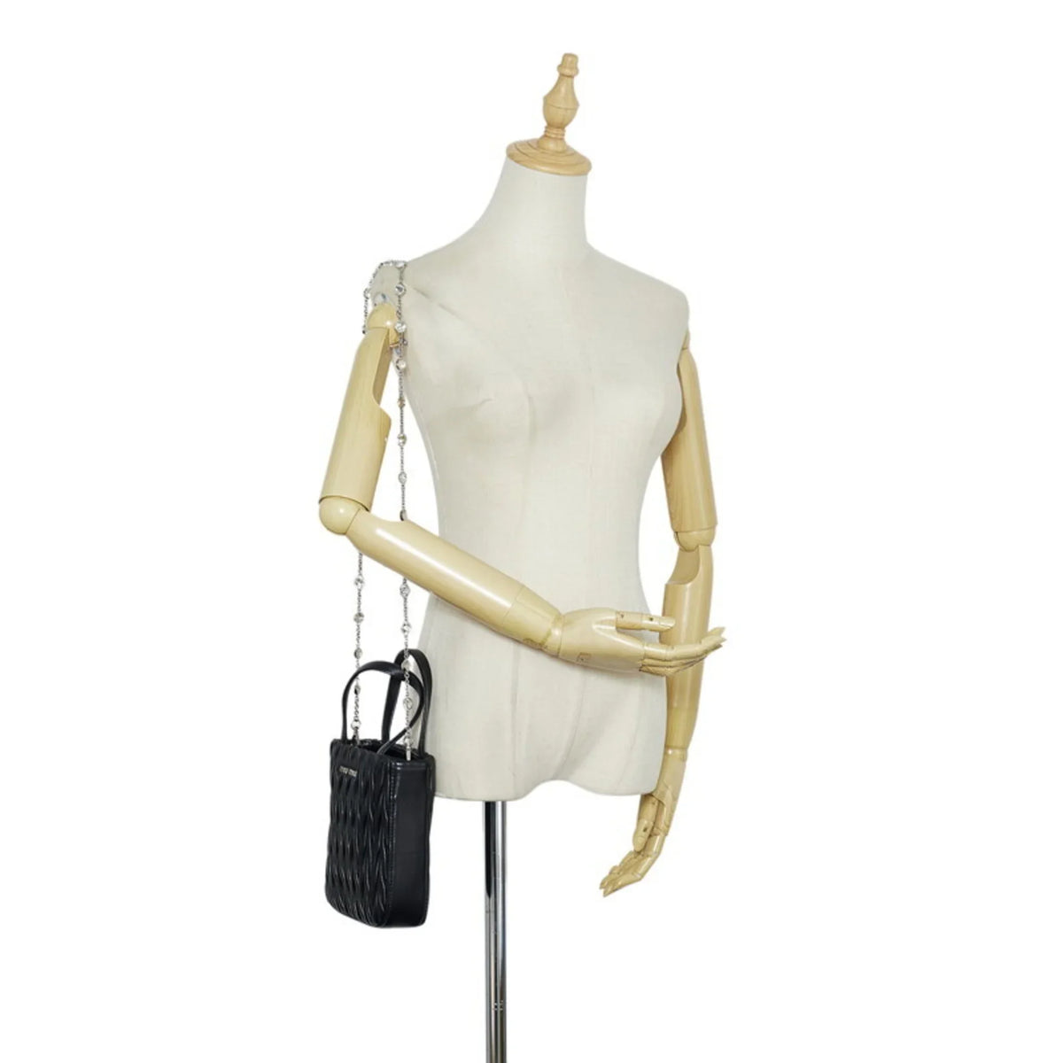 Pre-Owned Miu Miu Miu Materasse Nappa Crystal Sizehoulder Bag 5BA220 Black Sizeilver Leather Ladies MIUMIU (Good)