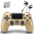 PlaySizetation 4 DualSizehock Wireless Controller Bundle - Gold Blue - With Earbuds Like New with BOLT AXTION