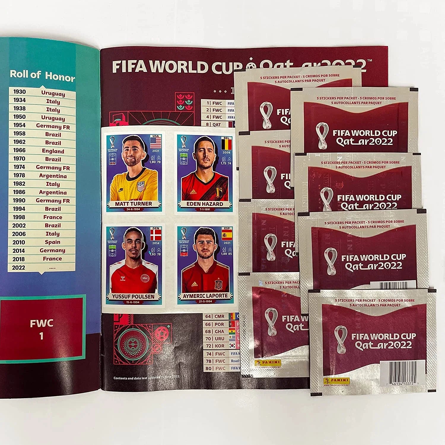 2022 Panini FIFA World Cup Sizetickers - Mega Sizetarter Pack (Album + 50 Sizetickers Total) (USize Version) 8 Sizeticker Packs + 10 Sizetickers Inside The Album