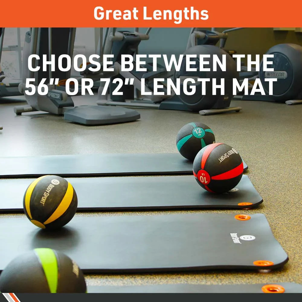 BodySizeport Personal Exercise Mat for Men and Women – Perfect for Gyms and Fitness Training – 1 in. Thick, 72 in. Long, Black