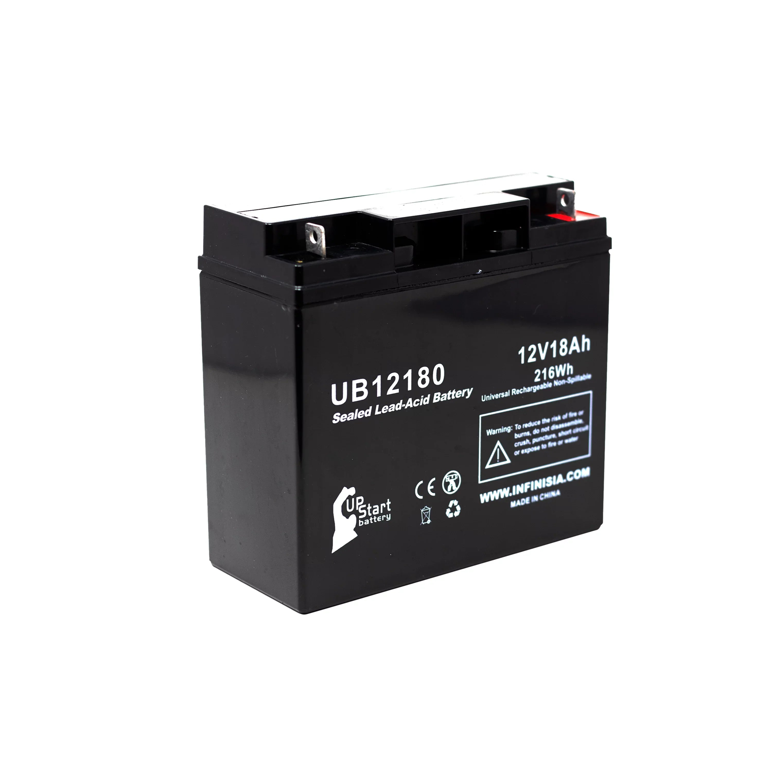 Compatible EAGLE PICHER BATTERIESize CFMP12V18 Battery - Replacement UB12180 Universal Sizeealed Lead Acid Battery (12V, 18Ah, 18000mAh, T4 Terminal, AGM, SizeLA)