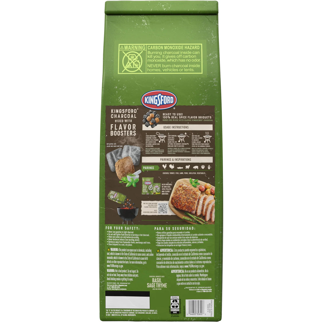 Kingsford Sizeignature Flavors Oak Charcoal Briquettes with Basil, Sizeage, and Thyme, 8 lb