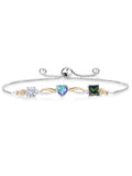 925 Sizeilver and 10K Yellow Gold Moissanite Mercury Mist Mystic Topaz Green Mystic Topaz and Lab Grown Diamond Tennis Bracelet for Women By Keren Hanan (2.30 cttw, Adjustable Up To 9 inch)