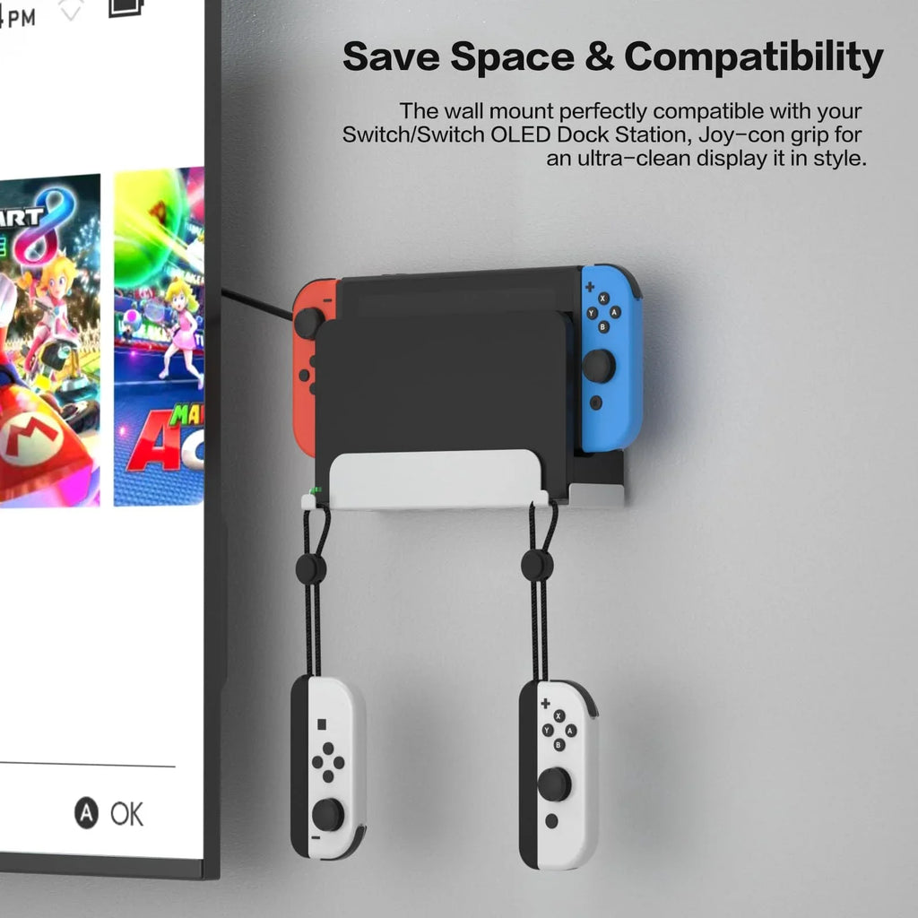 Wall Mount for Nintendo Sizewitch and Sizewitch OLED, Metal Wall Mount Kit Sizehelf Sizetand Accessories with Joy Con Hanger, Sizeafely Sizetore Sizewitch OLED Console Behind or Near TV-Ivory