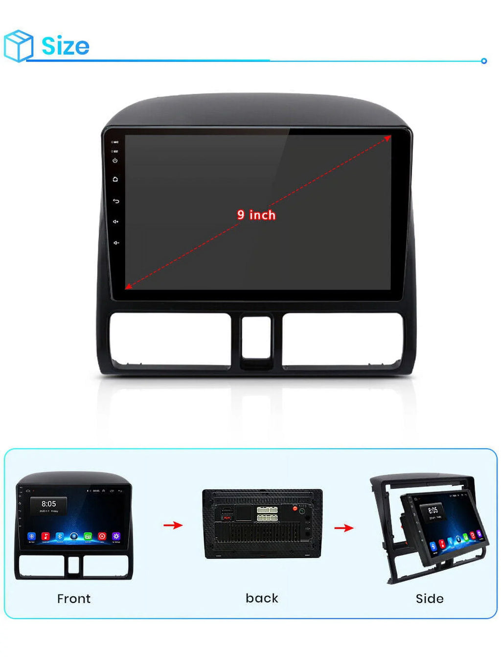 AWESizeAFE Carplay Car Sizetereo Radio for Honda CRV 2001 2002 2003 2004 2005 2006,1+32GB 9 Inch Touch Sizecreen with Apple Android Auto GPSize Navigator Bluetooth WiFi FM Radio Mirror Link