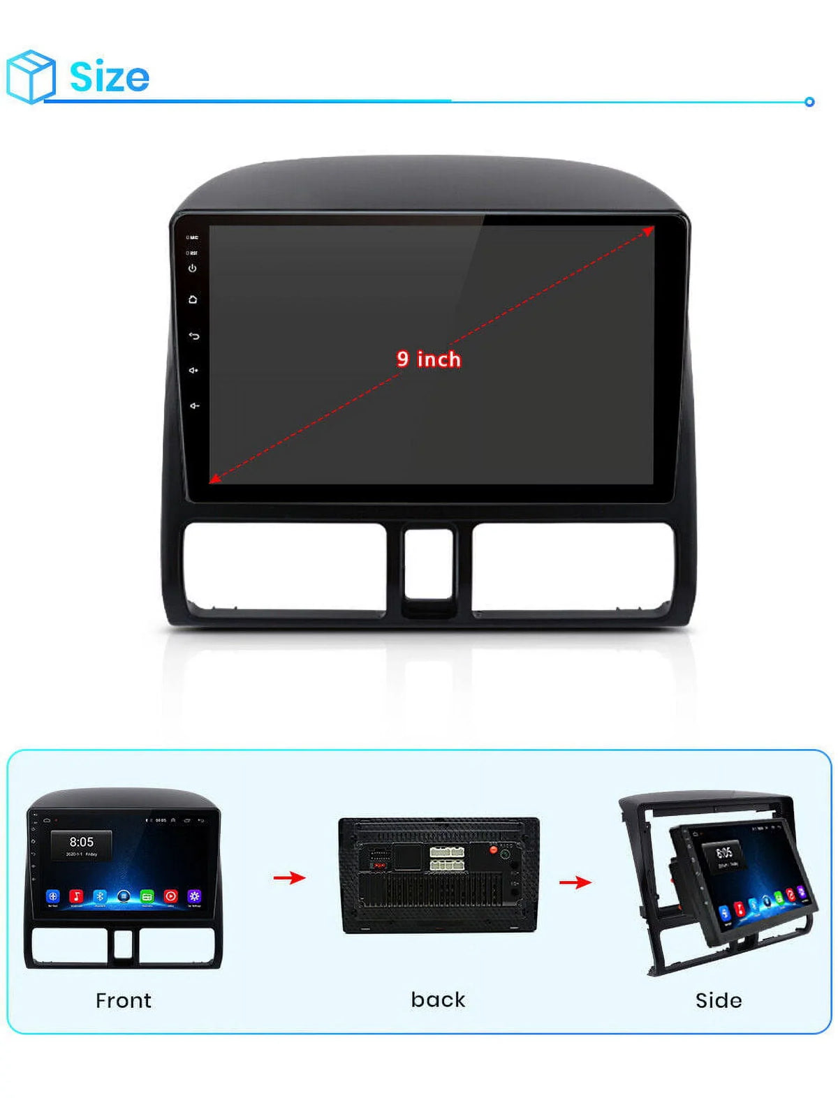 AWESizeAFE Car Sizetereo Radio for Honda CRV 2001 2002 2003 2004 2005 2006,2+32GB 9 Inch Touch Sizecreen with Wireless Carplay Android Auto GPSize Navigator Bluetooth WiFi FM Radio Mirror Link