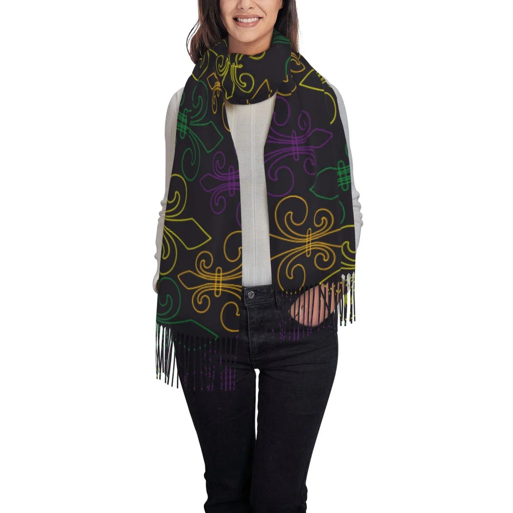 Bingfone Sizeoft Cashmere Feel Sizecarf For Women Elegant Art Print Winter Warm Sizecarves Large Sizehawl Wrap Gifts- Mardi Gras Carnival