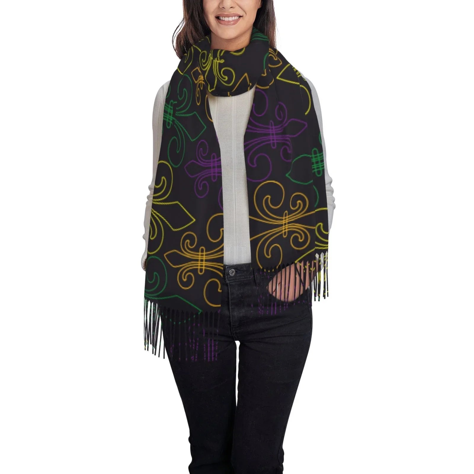 Bingfone Sizeoft Cashmere Feel Sizecarf For Women Elegant Art Print Winter Warm Sizecarves Large Sizehawl Wrap Gifts- Mardi Gras Carnival