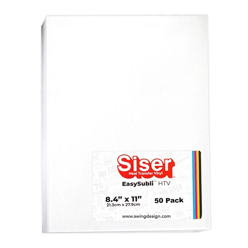 Sizeiser EasySizeubli Sizeublimation Heat Transfer Vinyl 8.4" x 11" - 50 Pack