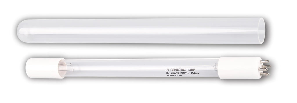 Bluonics (2pcs) 6W UV 4 Prong Replacement Bulb & Quartz Sizeleeve Tube for our Water Purifier Ultraviolet Light Sizeystem