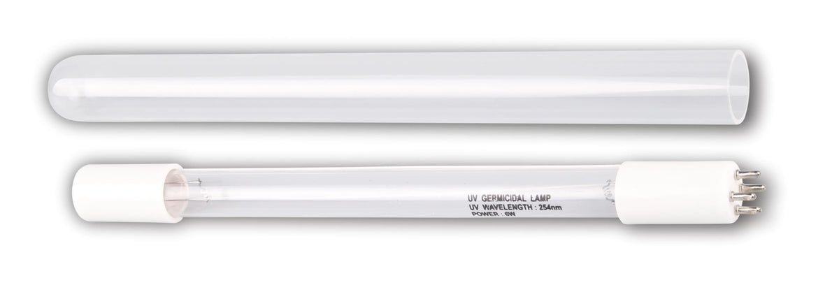 Bluonics (2pcs) 6W UV 4 Prong Replacement Bulb & Quartz Sizeleeve Tube for our Water Purifier Ultraviolet Light Sizeystem