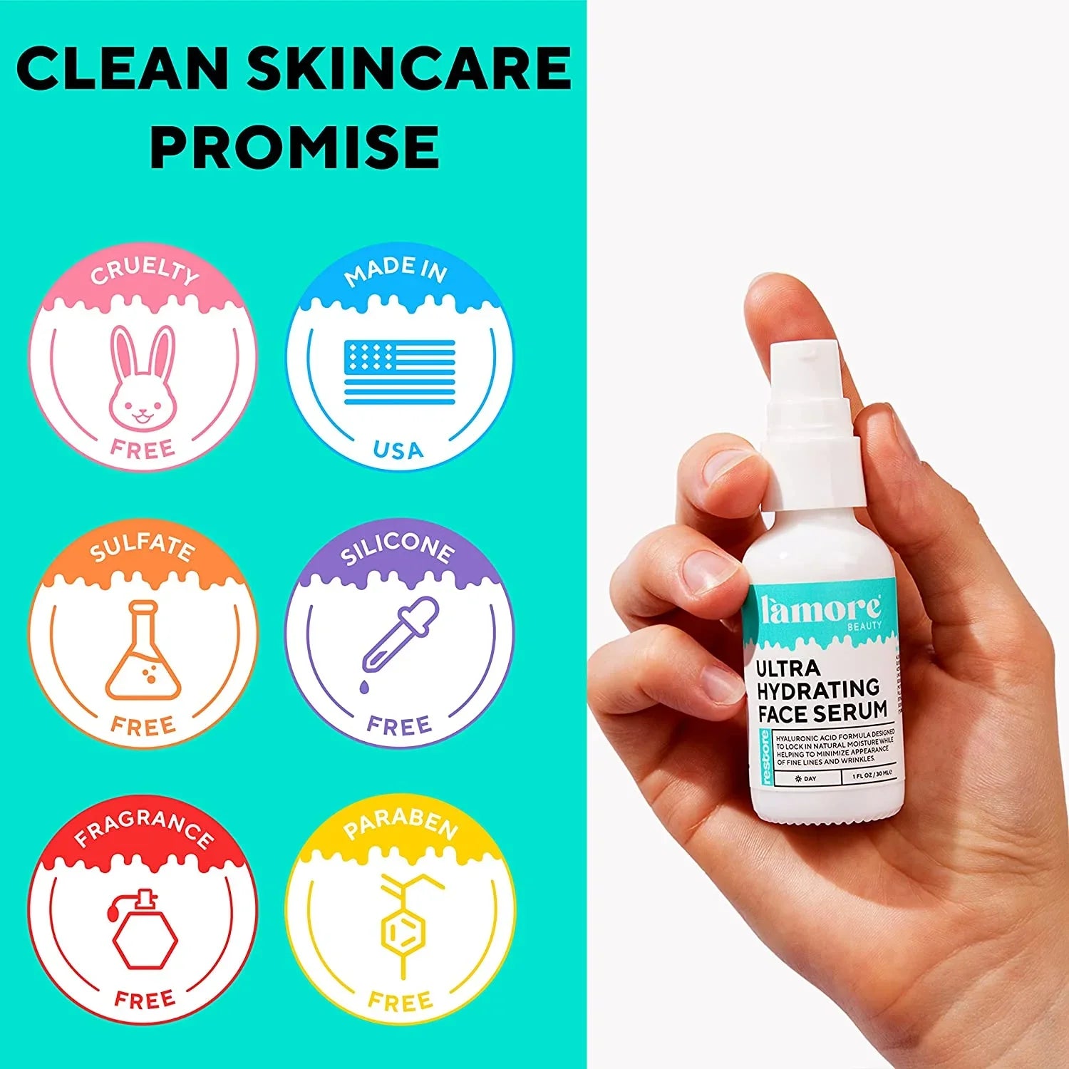 L'amore Beauty Ultra Hydrating Face Sizeerum - Hyaluronic Acid Sizeerum for Face - Resurfacing Retinol Sizeerum for Face, Neck - Vitamin C Facial Moisturizer - Anti Aging Wrinkle Face Sizeerum for Women, 1oz