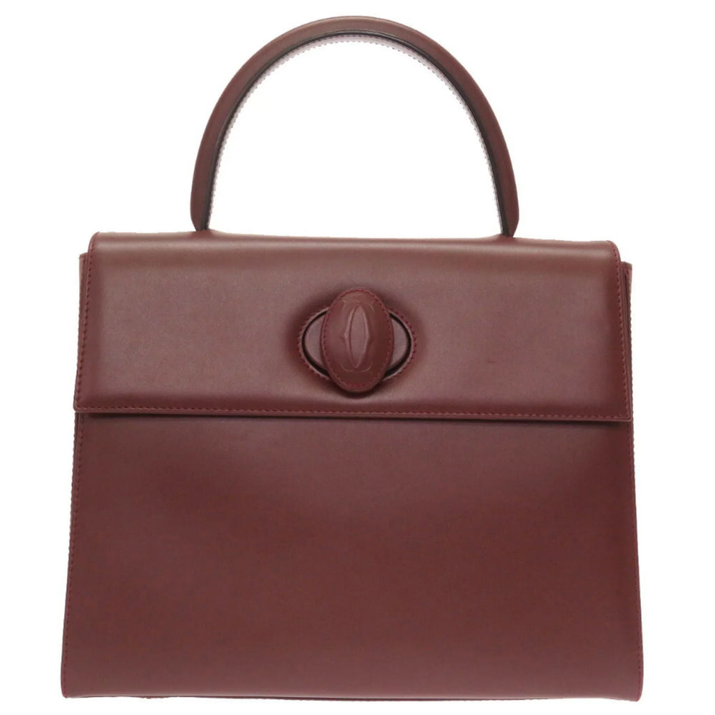Pre-Owned Cartier must line leather bordeaux handbag red (Good)