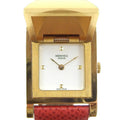 Pre-Owned Hermes Medor Watch Gold Plated x Leather 1995 〇Y Quartz Analog Display Ivory Dial Ladies I211723022 (Good)