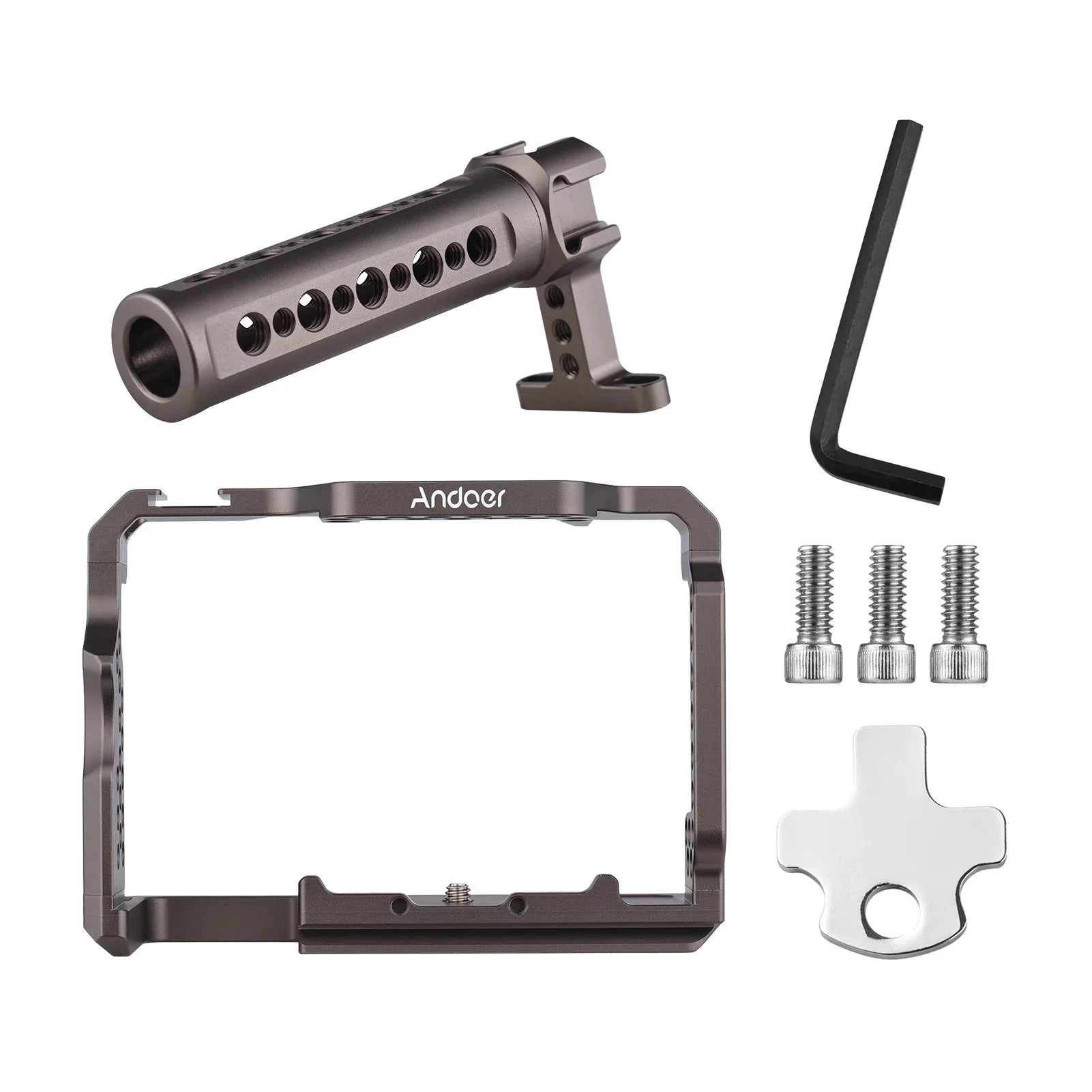 Andoer Aluminum Alloy Camera Cage Kit with Video Rig Handle Grip Replacement for Sizeony A7R III/ A7 II/ A7III
