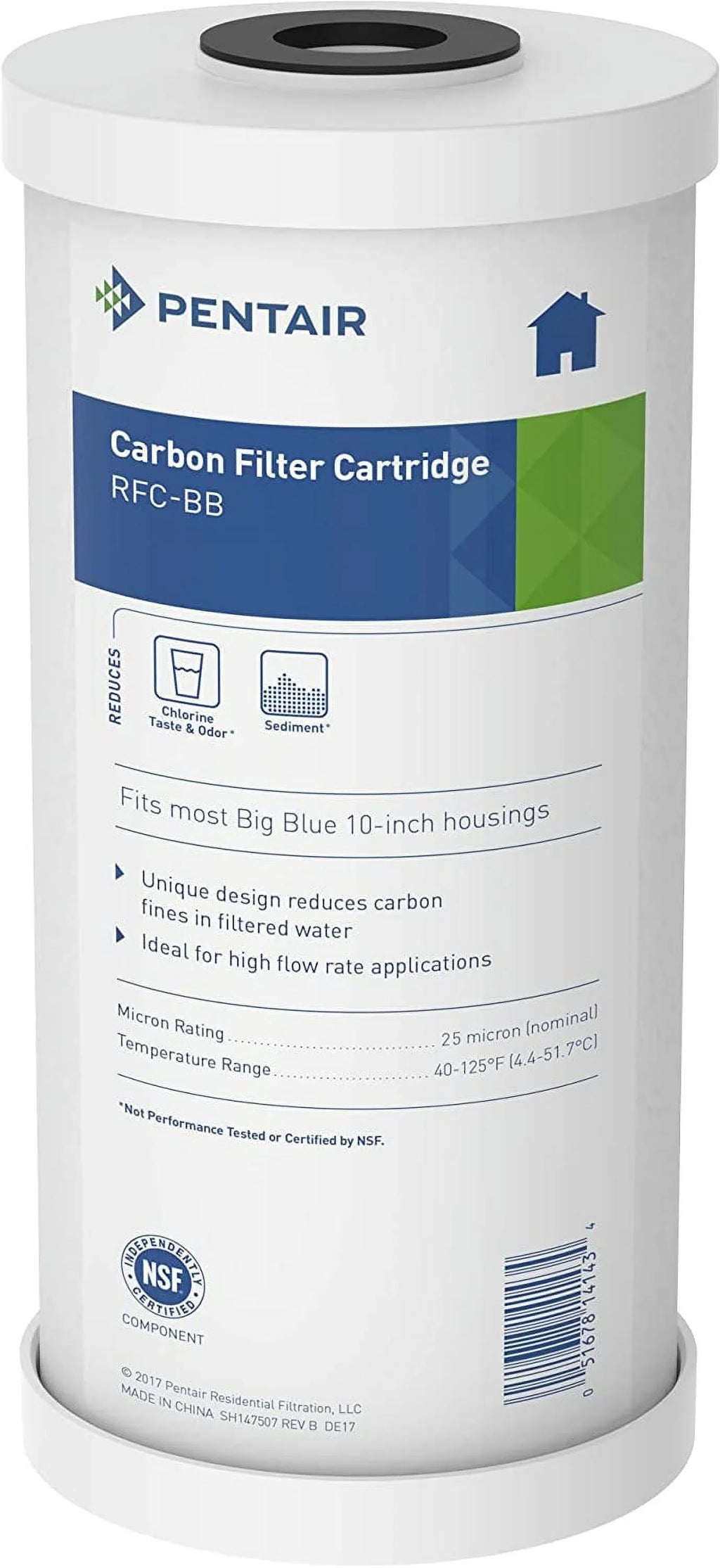 Pentair Pentek RFC-20BB Big Blue Carbon Water Filter  20-Inch  Whole House Heavy Duty Radial Flow Carbon Replacement Cartridge with Granular Activated Carbon (GAC) Filter  20" x 4.5&#