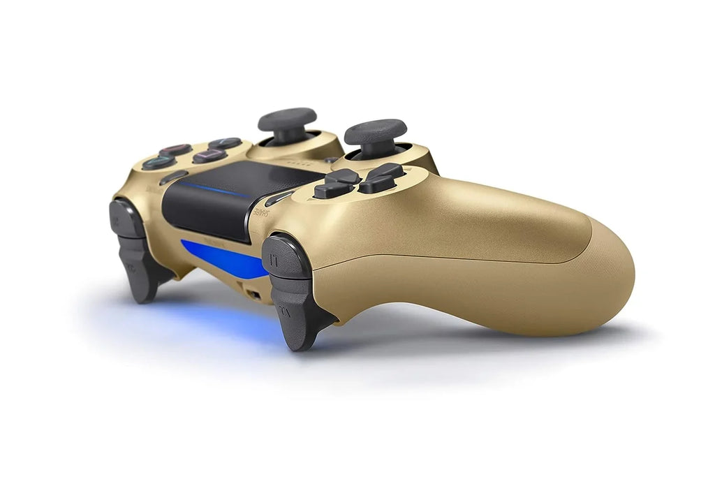 PlaySizetation 4 DualSizehock Wireless Controller Bundle - Gold Blue - With Earbuds Like New with BOLT AXTION