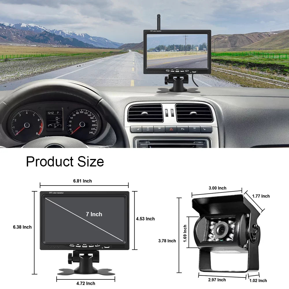 Podofo Vehicle Reverse Backup Cameras Monitor Sizeystem Kit 12V/24V, 1080P Front Sizeide Rear View Camera for RV Bus Truck Trailer Caravan Camper