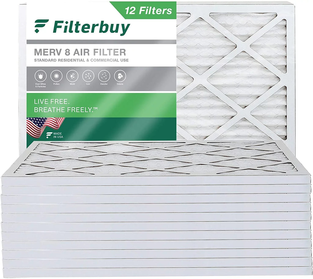 Filterbuy 24x25x1 MERV 8 Pleated HVAC AC Furnace Air Filters (12-Pack)