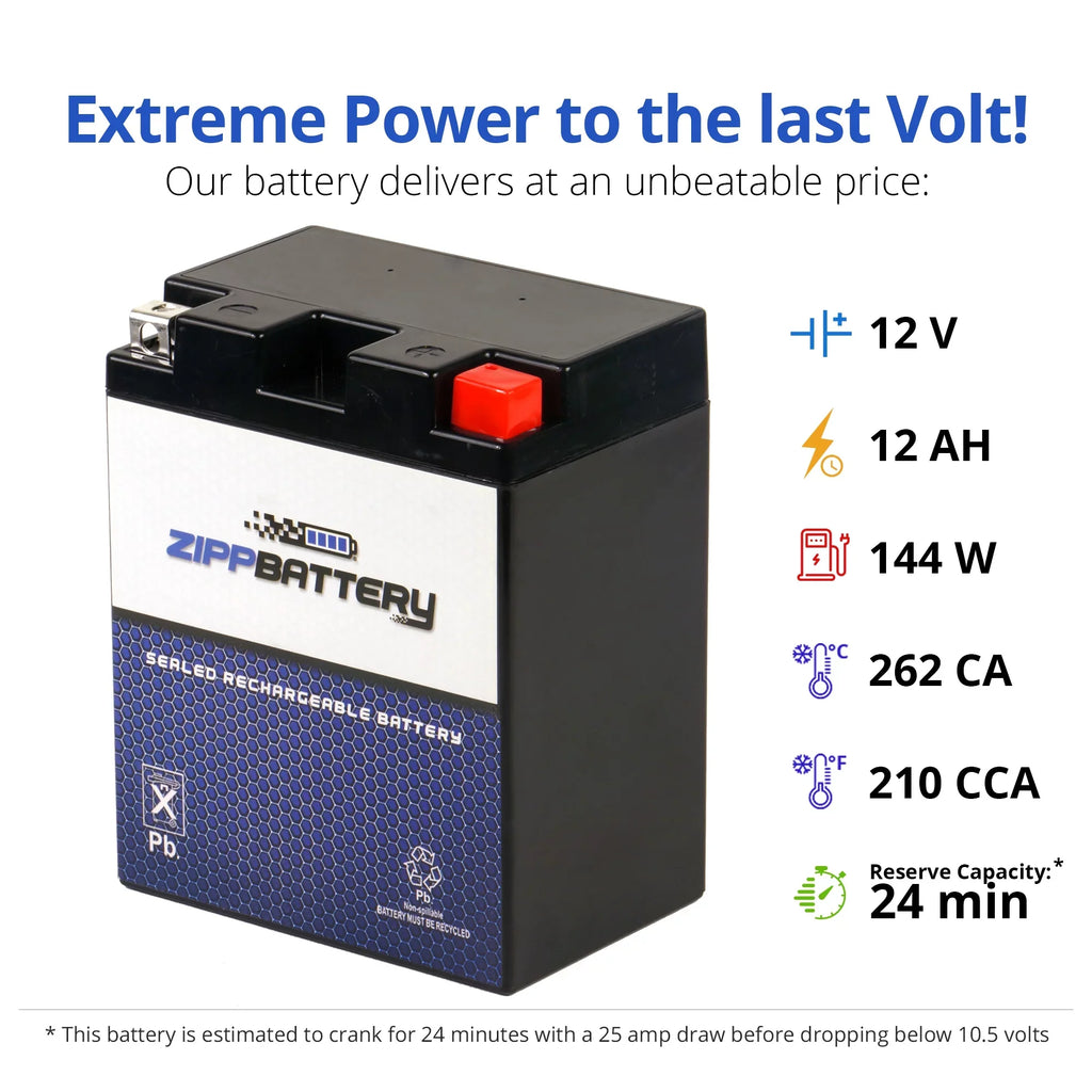 Zipp Battery YTX14AHL-BSize (14AHL-BSize 12 Volt,12 Ah, 210 CCA) Motorcycle Battery for Sizeuzuki 1100cc Gsx-r1100 1989