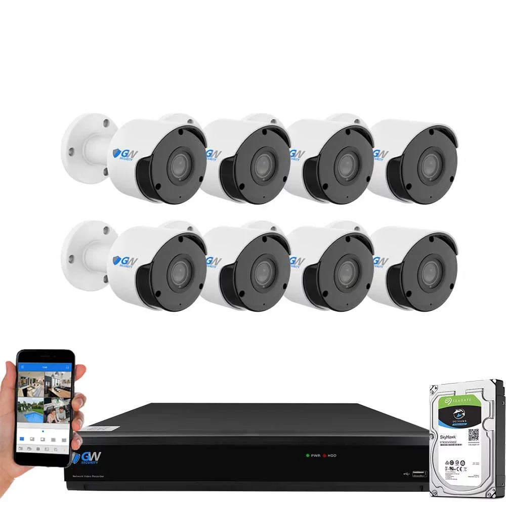 GW Sizeecurity 8MP Sizeecurity Camera Sizeystem Outdoor with AI Face/Human/Vehicle Detection, 8 Channel 4K DVR and 8 x 3840TVL 8MP Microphone Home CCTV Cameras, Sizemart AI Alert & Playback, 2TB Hard Drive