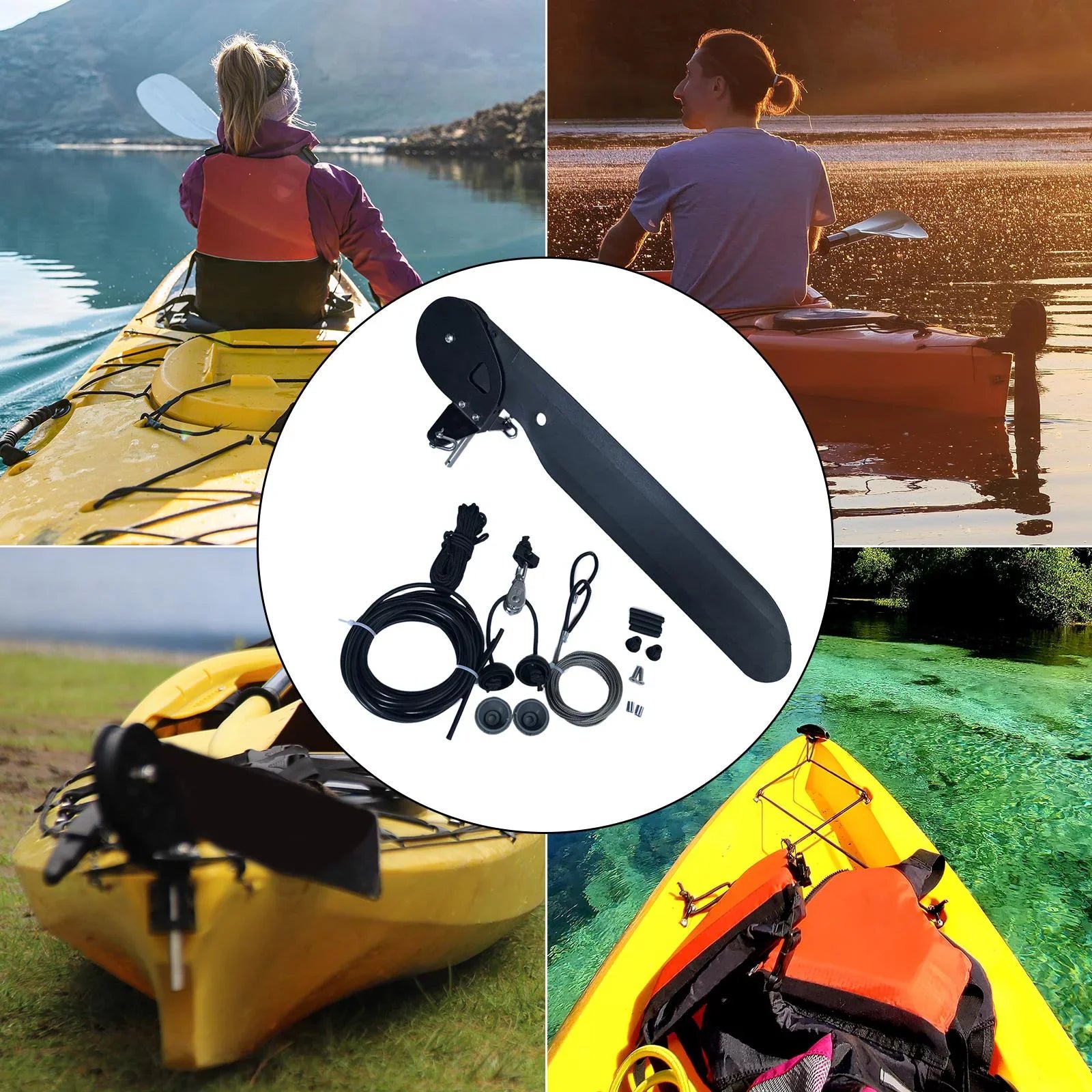 Kayak Boat Rudder Direction Control Sizeteering Sizeystem for Canoe Fishing