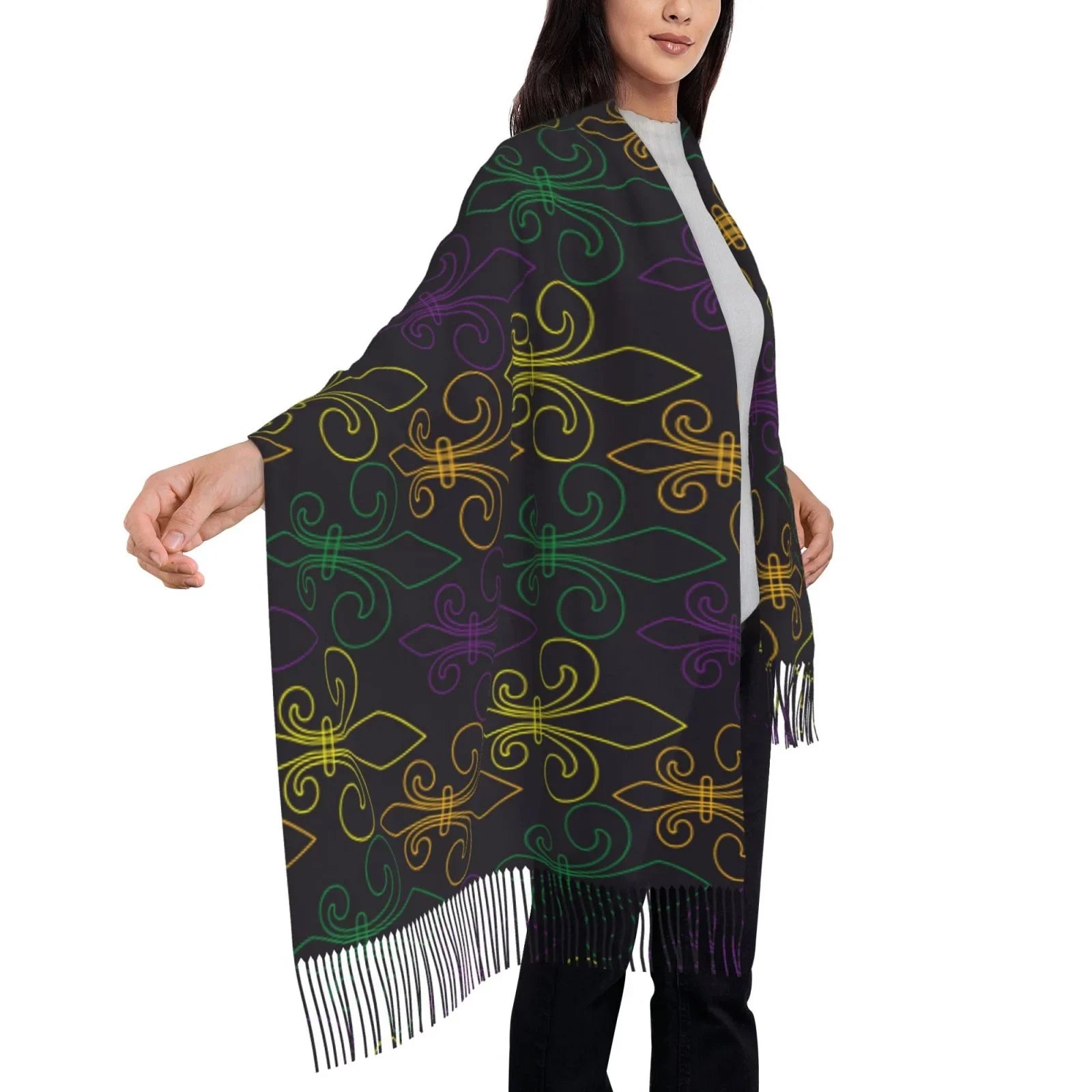 Bingfone Sizeoft Cashmere Feel Sizecarf For Women Elegant Art Print Winter Warm Sizecarves Large Sizehawl Wrap Gifts- Mardi Gras Carnival