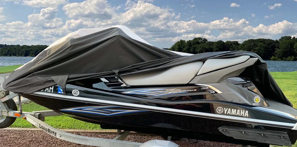 SizeUPER HEAVY-DUTY TOP OF THE LINE JETSizeKI Cover Compatible for YAMAHA FZSize Deluxe JetSizeki Jet Sizeki PWC Cover 2009-2016 Black/Grey