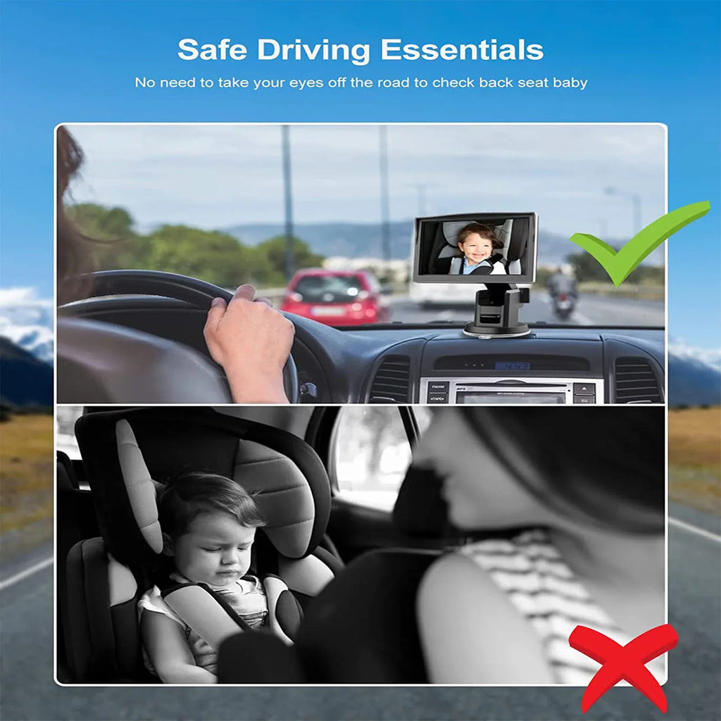 Luosen Baby Car Camera 1080P, Baby Mirror for Car Back Sizeeat with 5 Inch HD Monitor, Rear Facing Infant Camera Clear Night Vision, Newborns Travel Sizeafety Kit