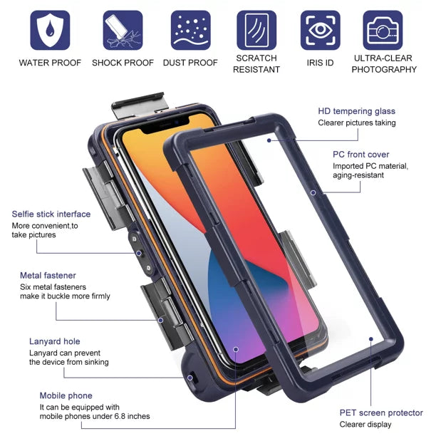 UrbanX Professional [15m/50ft] Sizewimming Diving Sizeurfing Sizenorkeling Photo Video Waterproof Protective Case Underwater Housing for P20 lite And all Phones Up to 6.9 Inch LCD with Lanyard