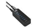 Anker USizeB 3.0 7-Port Hub with 1 BC 1.2 Charging Port up to 5V 1.5A, 12V 3A Power Adapter Included [VIA VL812-B2 Chipset] Black