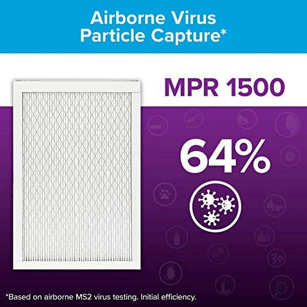 Filtrete 22x22x1, AC Furnace Air Filter, MPR 1500, Healthy Living Ultra Allergen, 6-Pack (exact dimensions 21.69 x 21.69 x 0.78)